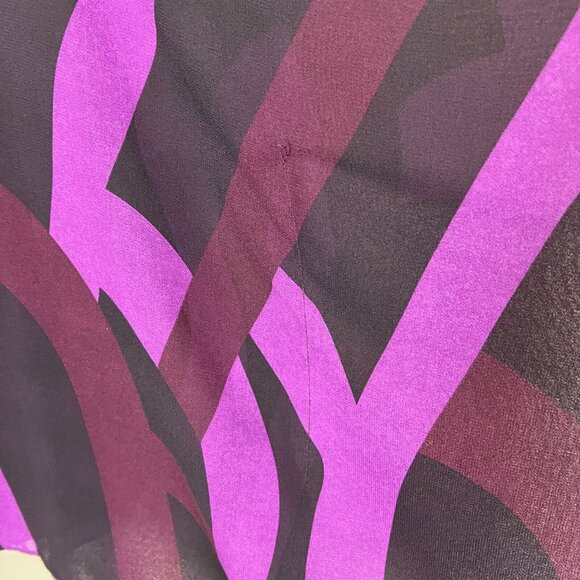 Draped Blouse Top Womens Large‎ Purple Black Sheer Geometric Statement Sleeve 14 - Picture 10 of 16